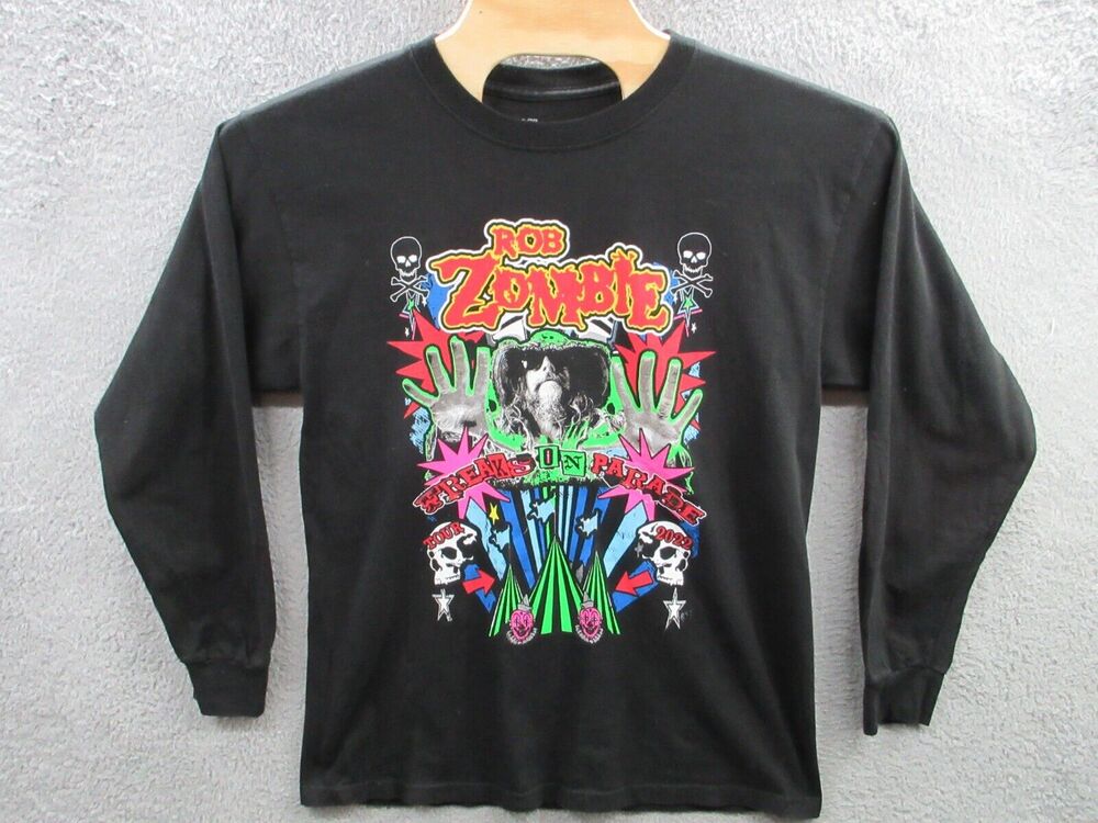 Rob Zombie Freaks on Parade Tour 2022 Black Long Sleeve T Shirt Mens Large